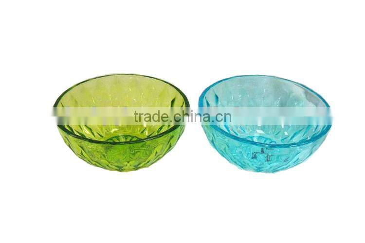 glass soup food bowl with diamond embossed