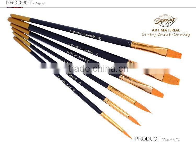 Top Quality Wooden Handle Gold Round And Flat Artist Nylon Brush Oil Acrylic Paint Brush For Professional Artist