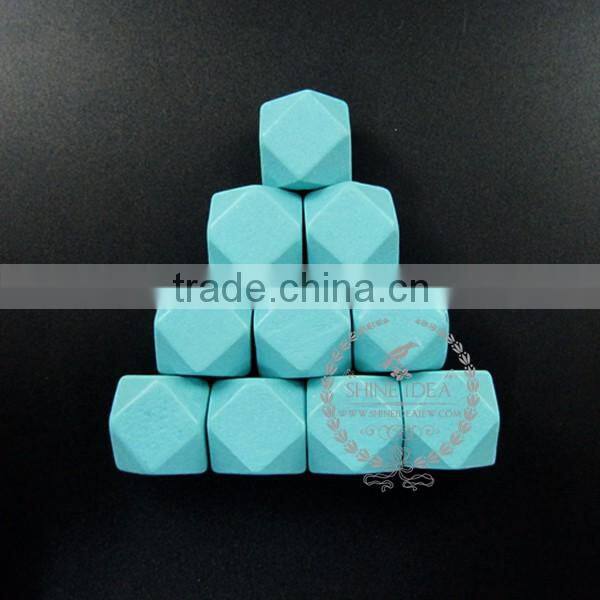 20*20*20mm painted color light green wood beads polyhedron beads DIY findings supplies 3000045