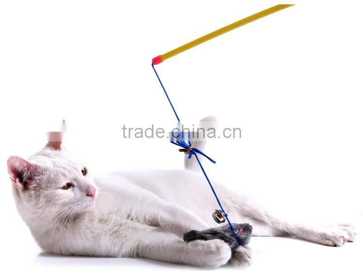 Free samples pink mouse interactive cat teaser stick toys for cats