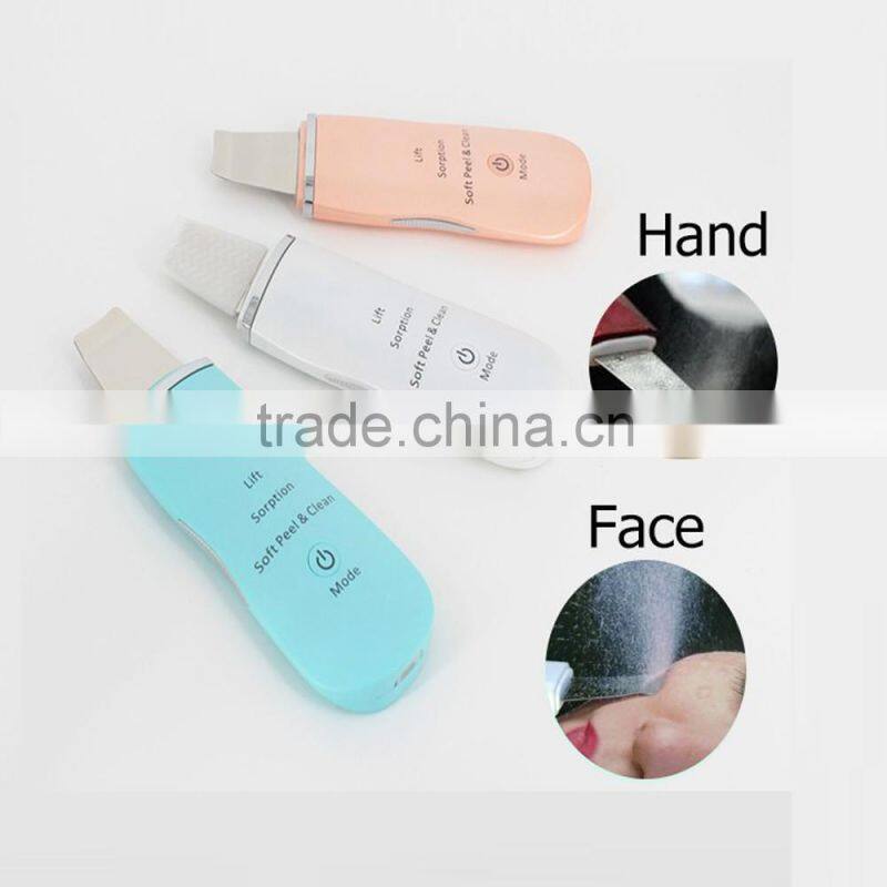 Portable 24khz Rechargeable Ultrasonic Skin Scrubber Facial Skin Peeling Pore Cleaner Machine