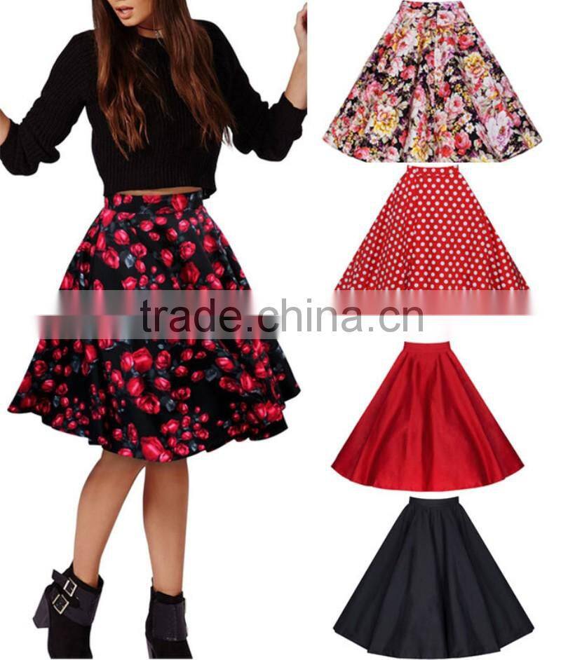 Bonvatt Women Lady Skirt Pleated Retro High Waist Skirt
