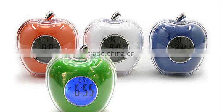 pushing panel seven color changing LED wake up digital table alarm clock