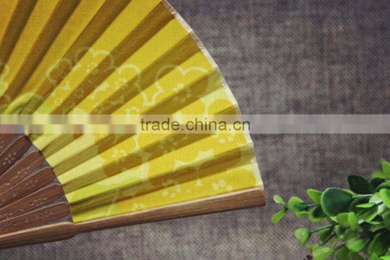 promotional cotton cloth Japanese hand fan bamboo fan customized