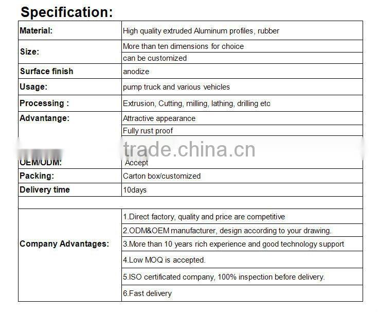 OEM service Aluminum guardrail for trucks, waterproof aluminum metal rail