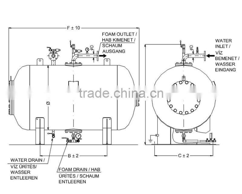 Foam extinguishing system fire foam bladder tank