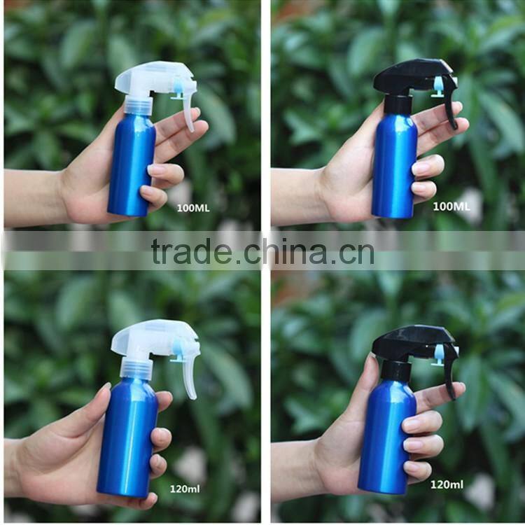 Wholesale 30ml-500ml blue aluminum cosmetic trigger spray bottle for cosmetic perfume packaging