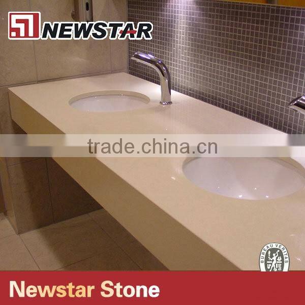 Newstar double sink bathroom vanity top,quartz surface