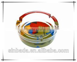 Glass ashtray with decal on bottom ,high quality glassware