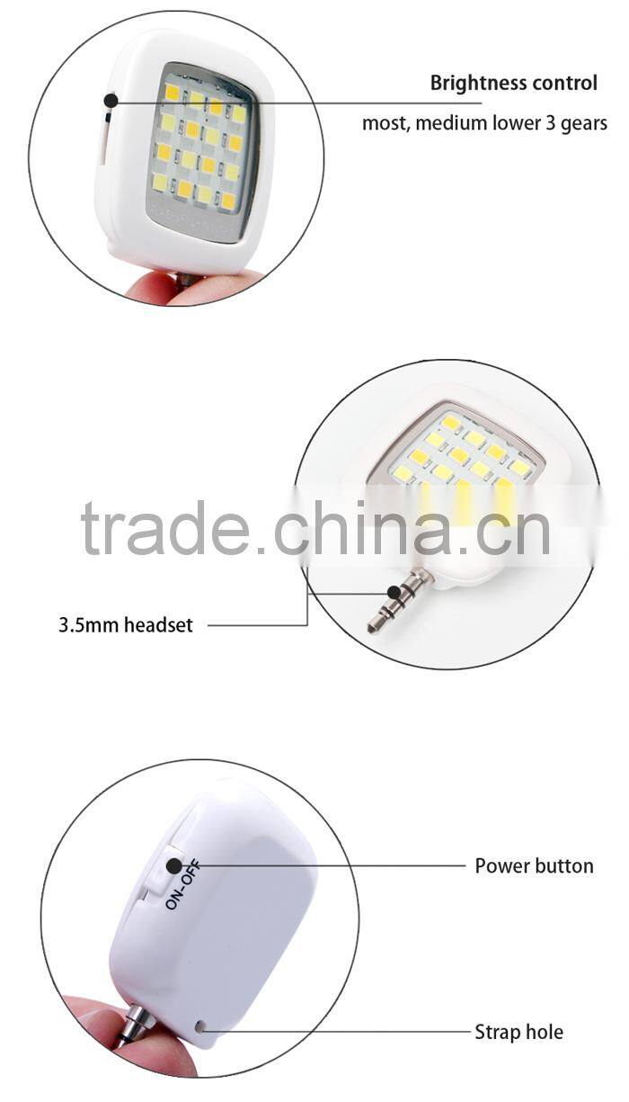 new products 2016 ABS Front Camera Flash, Extenal Mini Selfie led flash light with 16 led lights