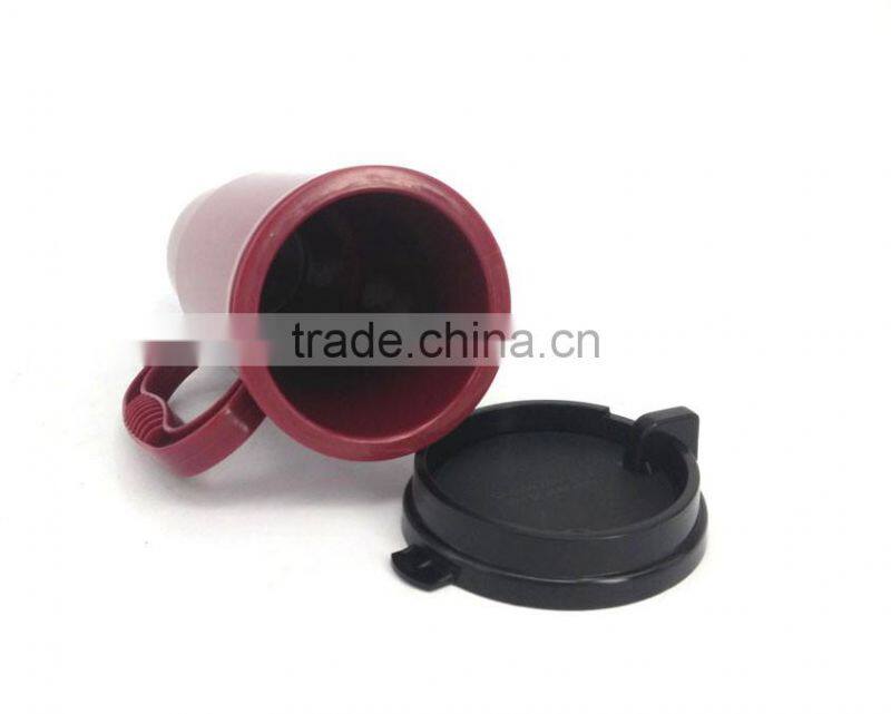 Duble wall travel mug/w handle Coffee mug cup with lid