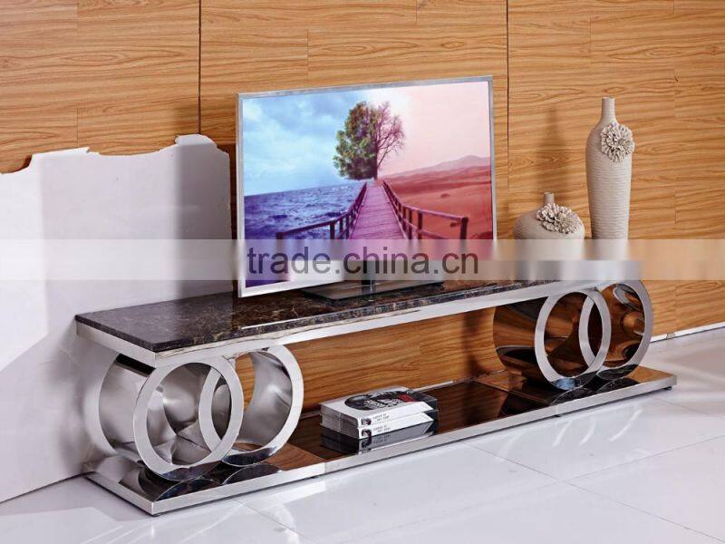 Marble Top Stainless Steel Maxim TV Stand