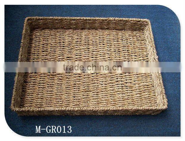 100% Natural cheap 3 piece set round seagrass basket & straw basket