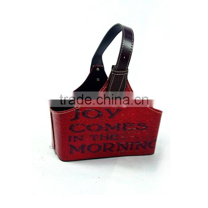 Desktop Faux Leather Magazine Holder With Buckle Handle For Home/Office/Hotel