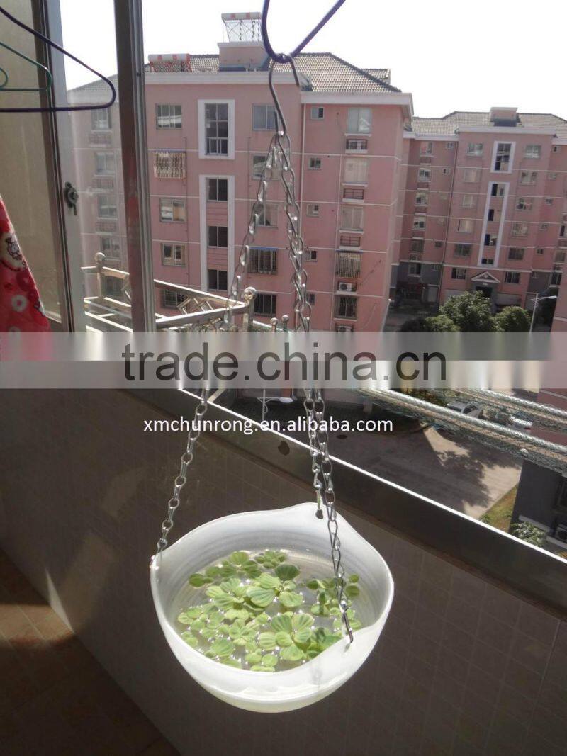 plastic hanging flowerpot with metal chain hanger