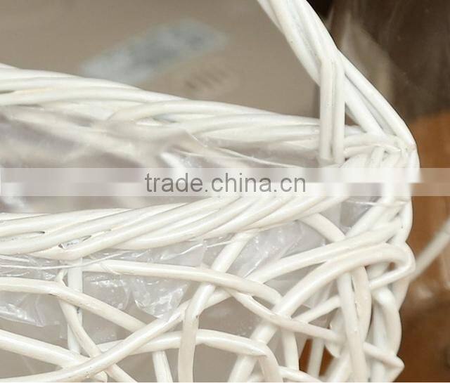 Wholesale custom wicker white color artificial hanging flower basket gift