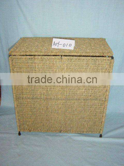 rectangular wicker storage basket for garden