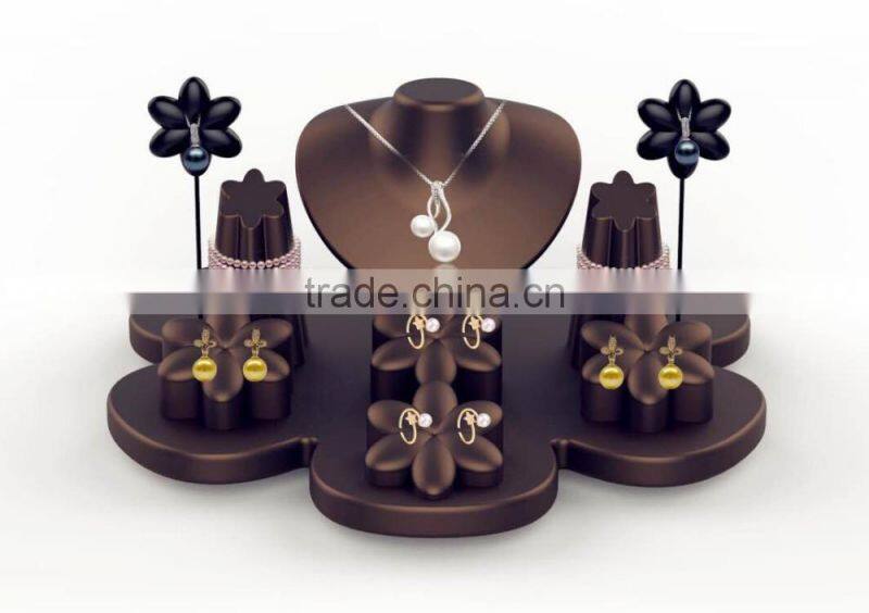 Custom design jewelry decoration shop earring necklace ring leather jewelry display set