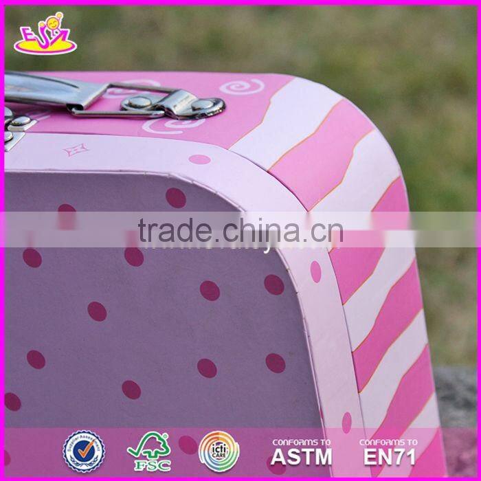2017 Best sale lovely pink children wooden toy box for sale W08C171-S