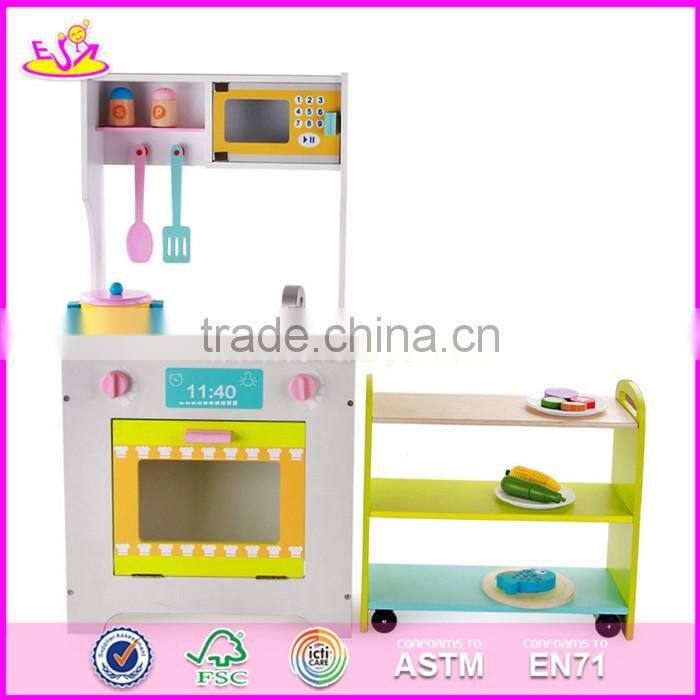 2017 new design funny kids wooden kitchen play set with shelf W10C270