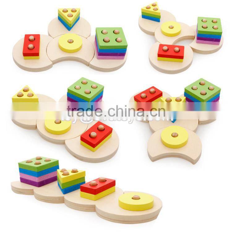 Hot sale preschool stacking toys wooden baby shape sorter W13D098