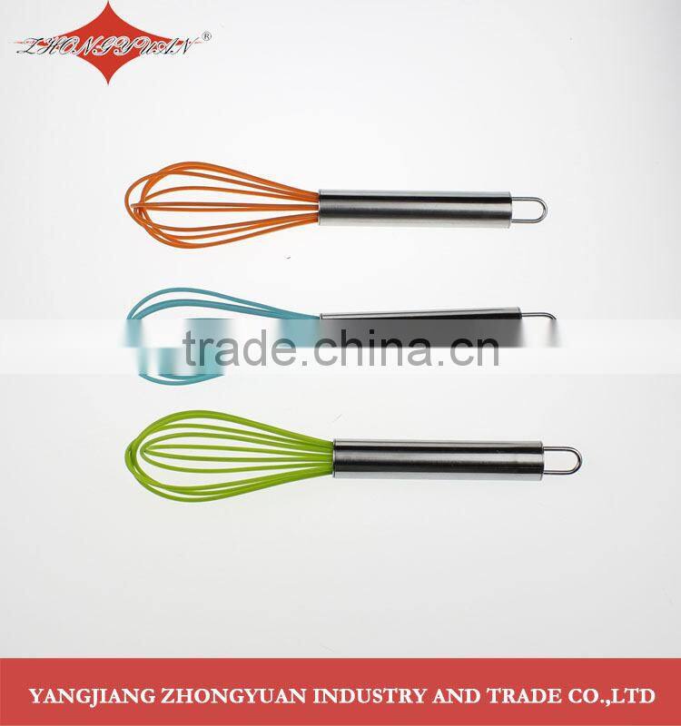 8.5-inch silicone coated wires egg whisk with stainless steel handle