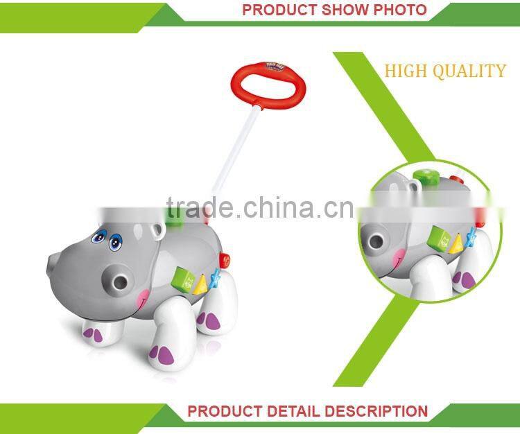 Newest battery operated cartoon hippo hand push back car toy