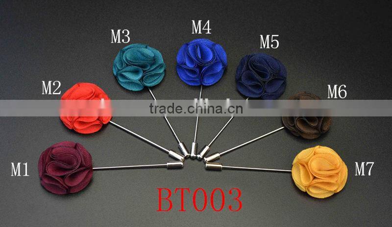 Manfacuter stock various colors men custom fabric flower pins for dressing