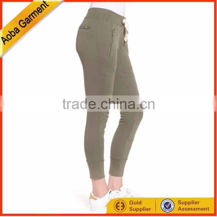 100% Cotton Elastic/ Drawstring Waistband Skinny Cotton Jogger Pants for Woman