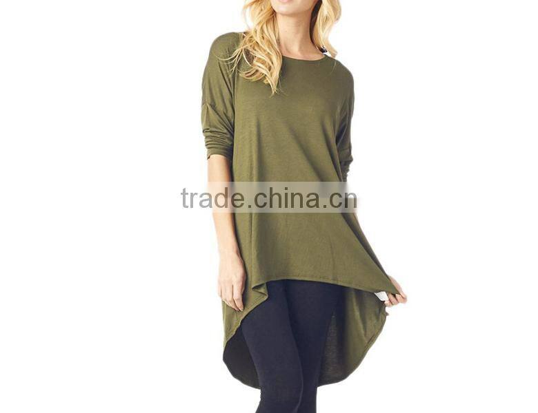 with 3/4 Sleeves woman plain t-shirt dress