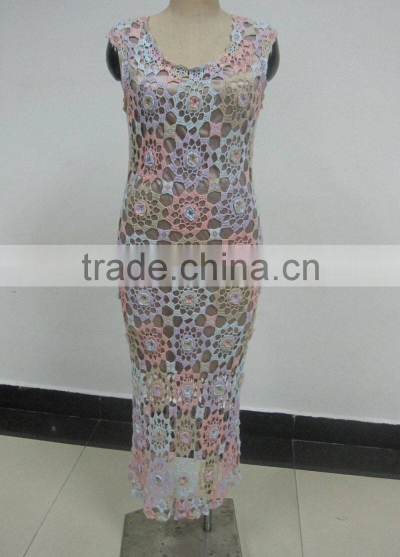 latest fashion soft crochet popular ladies long evening party dress