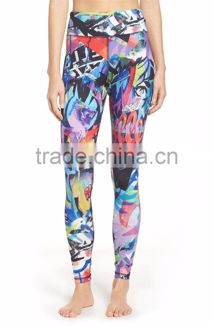 Custom Design Women Yoga High Waist Sport Leggings Digital Print Fitness Pants