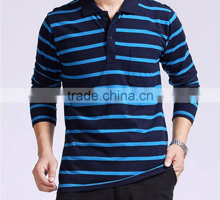 OEM custom 100% cotton long sleeve mens striped polo shirts