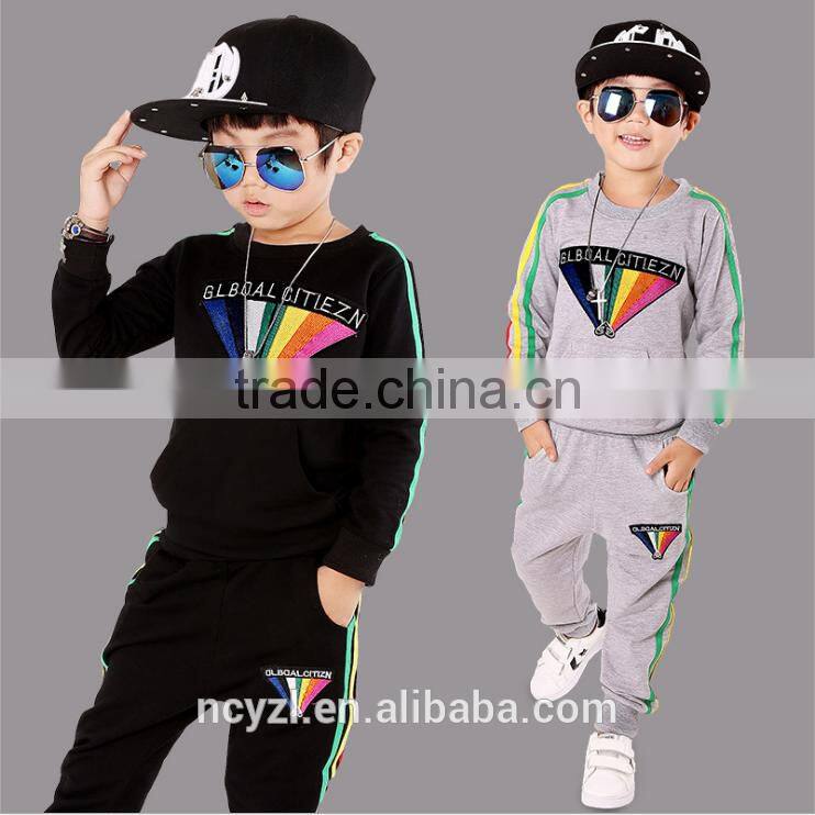 fashion casual 3d printing diamond or words cotton kids hoodies and sports clothes sets