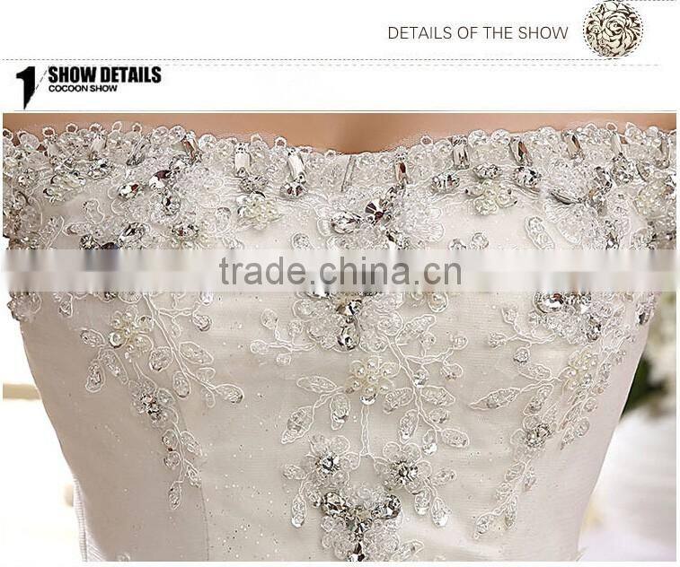 Wholesale korea style beaded lace bridal wedding dress