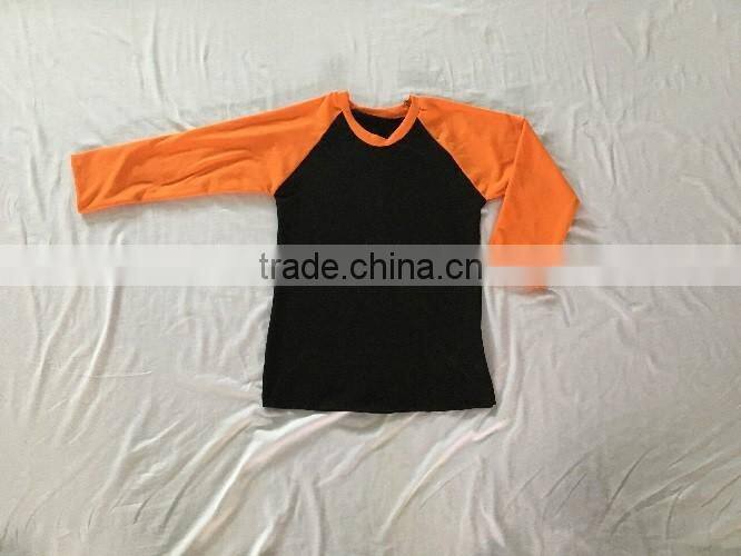 Plain reglan baby girl long sleeve t shirt cotton kids clothing ruffle wholesale bulk reglan Halloween shirt