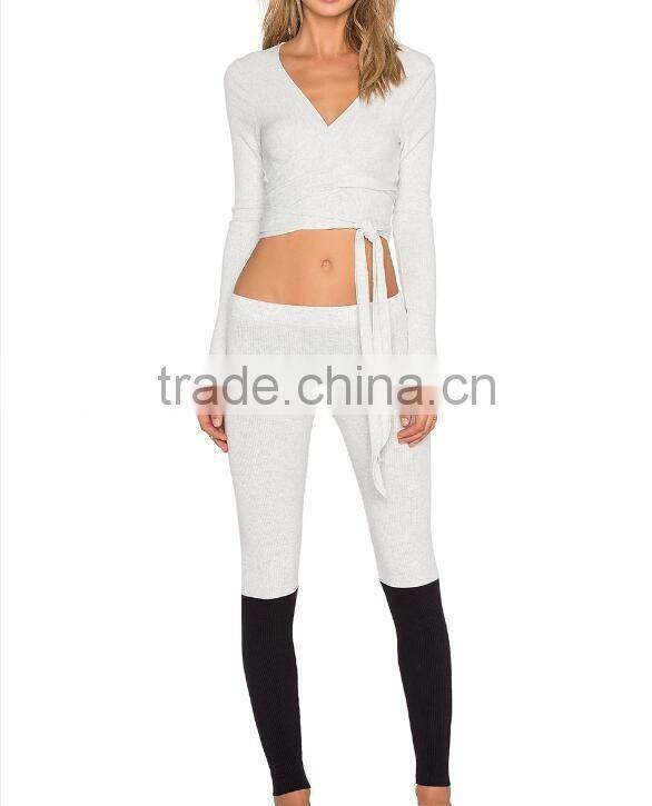 Hot sale Women's Sexy Sports wear Belly Breathable Tight tops yoga running jogging wear