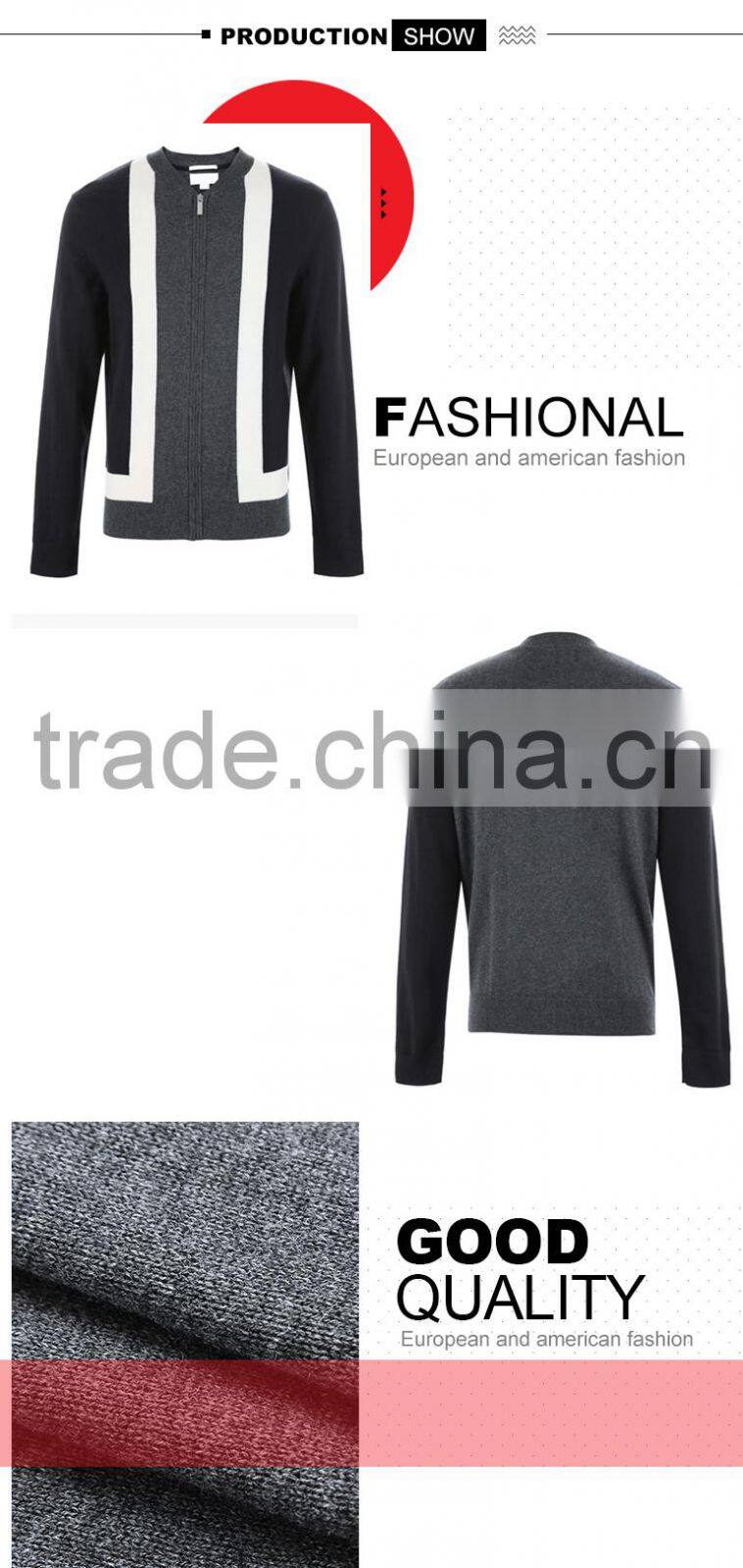 Men's costume slim fitted zip up sweatshirt without hood