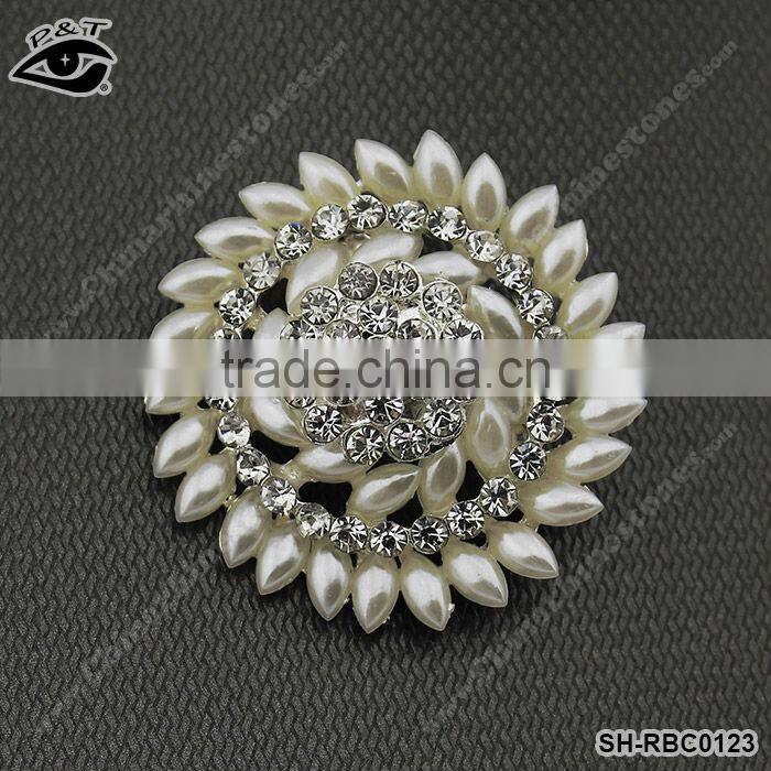 Rhinestone brooches for clothing flower brooch for wedding invitation