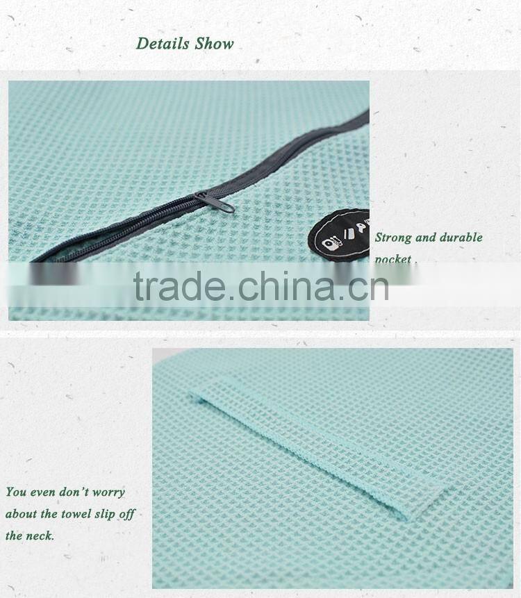 Gym towel with zip pocket cheap price organic bath towel
