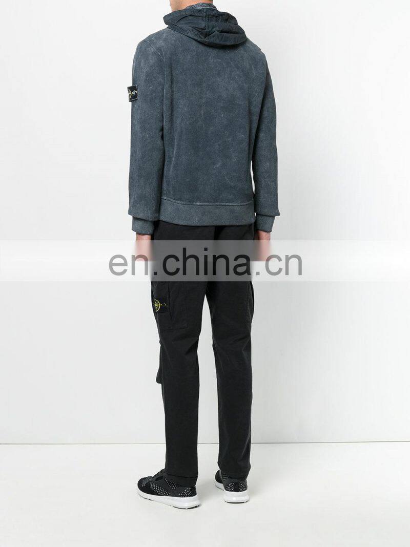 100% Polyester Grey cotton washed zip hoodie from wensfashion Custom Fitness Hoodies