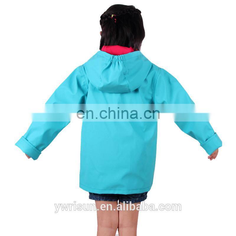 PUKR17001 Wholesale Kids Raincoat Children Sky Blue PU Raincoats For 2-10 Y