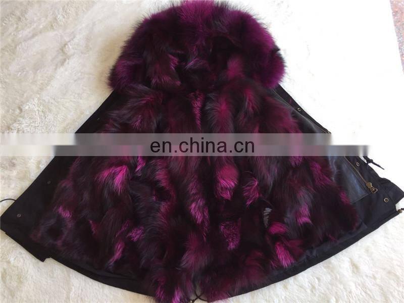 2016 Hot Sell Chinese Military Big Raccoon Fur Collar Parka Real Fox Fur Linling Camouflage Coat Women Winter Parka