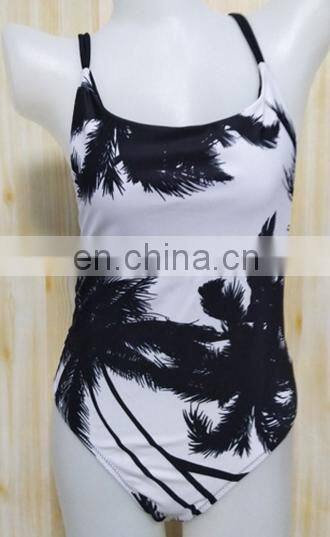 Womens Coconut Tree backless padded Swimewear sexy monokini