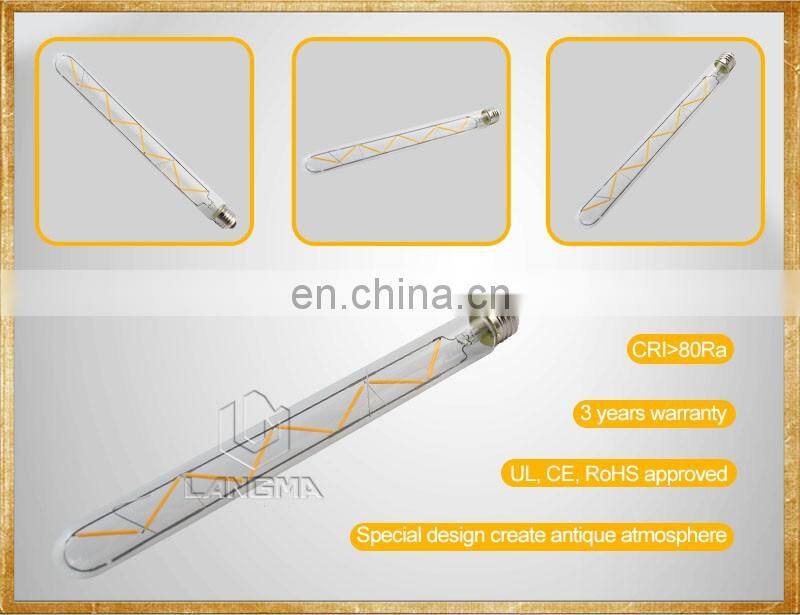 Langma antique Edison light bulb E27 220V long tube decorative light bulbs creative art flute bulbs T30