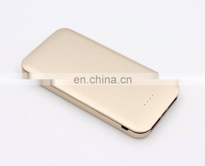 Oem logo print super thin metal power bank 8000mah golden oem color power portable charger