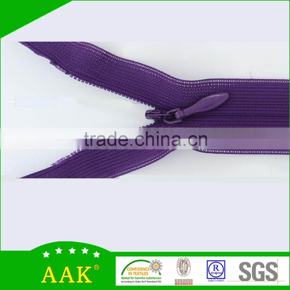 Apparel zippers korea for clothing 3# invisible zippers with water drop puller