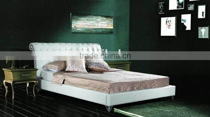 hot sale genuine leather bed with stainless steel