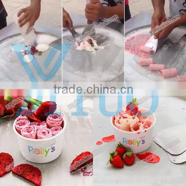 New Arrival Fried Ice Cream Machine Double Pan R404a Refrigerant 500mm/700mm Double Flat Pan Fried Ice Cream Machine