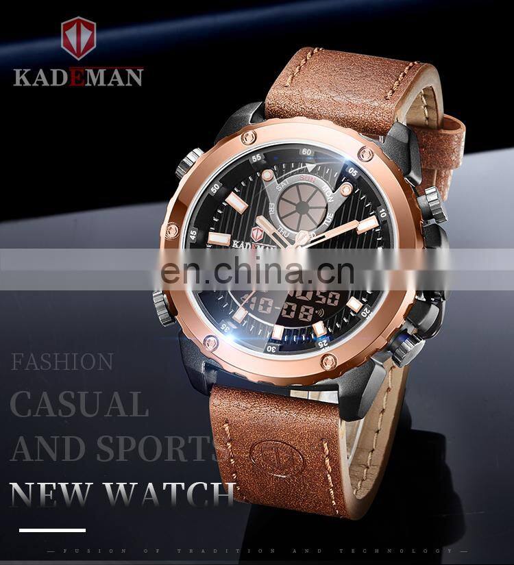 KADEMAN K9073 recommend youth watches double display led functional private label digital hand watches for man